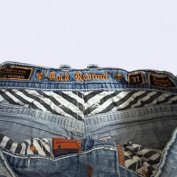 Men’s Y2K Rock Revival Straight Distressed Jeans - Picture 6 of 6